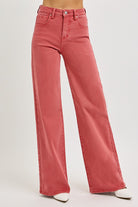 RISEN High Rise Tummy Control Wide Leg Jeans in Brick Trendsi