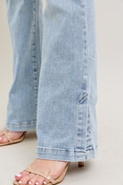 Judy Blue Light Washed Tummy Control Vintage Wash Side Slit Slim Boot Jeans