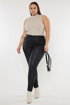 Kancan Black Plus Size High Rise Coated Ankle Skinny Jeans Kan Can USA