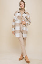 Love Tree Plaid Bust Pocket Shacket KHAKI