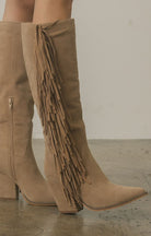 OASIS SOCIETY OUT WEST - Knee-High Fringe Boots KHAKI KKE Originals