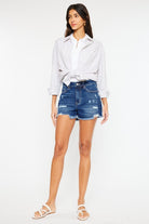 KanCan High Rise No Stitch Frayed Hem Shorts Jeans