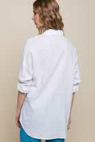 Love Tree Linen Oversized Double Pocket Button Down Shirt Love Tree