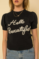 Gilli Hello Beautiful Short Sleeve Sweater Top Shirts & Tops