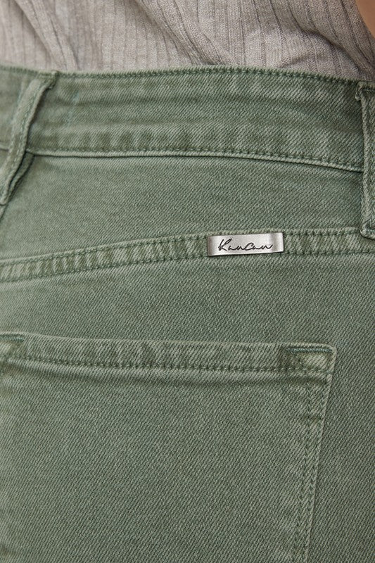 Kancan Ultra High Rise 90's Olive Straight Leg Jeans Kan Can USA