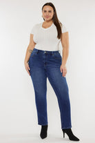 Kancan Dark Wash Plus Size Slim Straight Jeans DARK