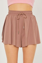 Love Tree Activewear Two In One Drawstring Shorts TAUPE