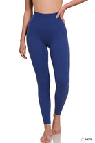 Zenana Ribbed Seamless High Waisted Full Length Leggings ZENANA