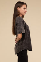 Zenana Back Patch Crinkle Washed Raglan Sleeve T-Shirt in 3 Colors! Shirts