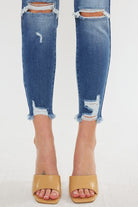 KanCan High Rise Distressed Fray Hem Ankle Skinny Jeans Kan Can USA