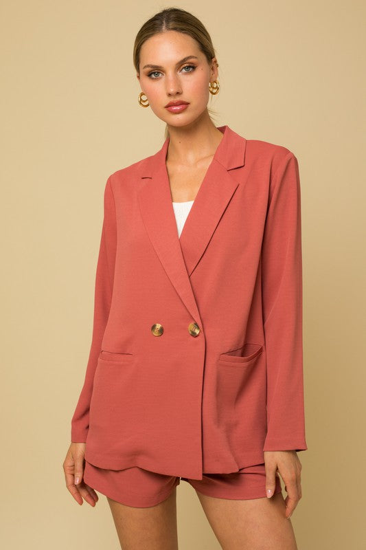 Gilli Double Breasted Blazer in Coral Coral Gilli