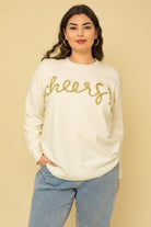 Gilli Plus Size Cheers Pullover Sweater White