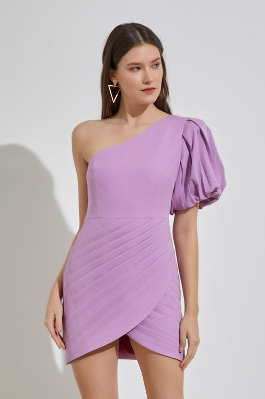 Do + Be Collection One Shoulder Ruffle Dress LAVENDER Do + Be Collection