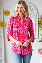 Heimish Mandarin Collar Pink Multi Color Animal Top