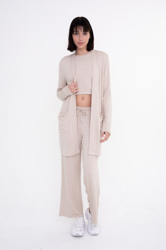 Mono B Lounge Open-Front Terry Cardigan Mono B
