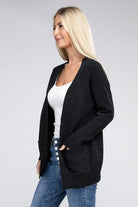 Zenana Melange Open Front Sweater Cardigan ZENANA