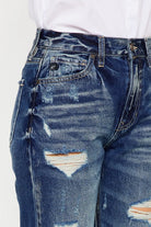 Kancan High Rise Distressed Mom Fit Jeans