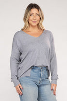 Zenana Plus Garment Dyed Front Seam Sweater ZENANA