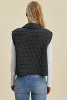 Double Take Pocketed Quilted Textured Snap Down Vest Coat Trendsi