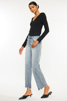 Kancan Light Wash High Rise Slim Wide Leg Jeans Kan Can USA