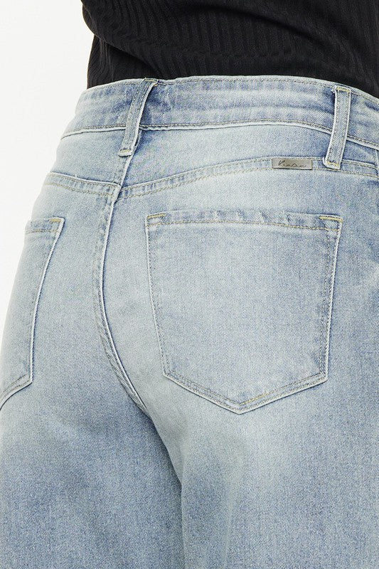 Kancan Light Wash High Rise Slim Wide Leg Jeans Kan Can USA