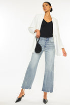 Kancan Light Wash High Rise Slim Wide Leg Jeans LIGHT Kan Can USA