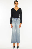 Kancan Light Wash High Rise Slim Wide Leg Jeans Kan Can USA