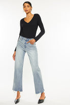 Kancan Light Wash High Rise Slim Wide Leg Jeans Kan Can USA