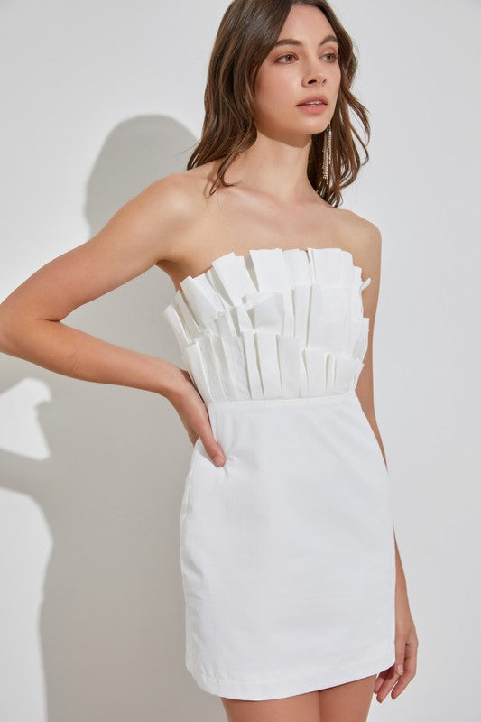 Do + Be Collection Off Shoulder Ruffle Dress WHITE Do + Be Collection