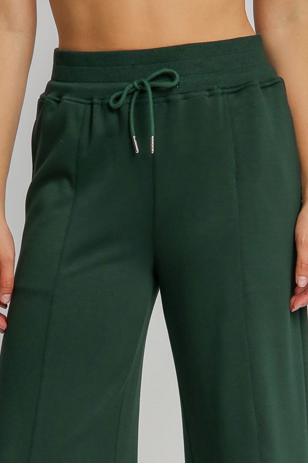 Umgee Evergreen Drawstring Wide Leg Pants with Pockets Pants