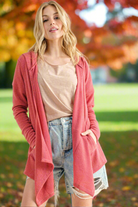 And The Why Rose Pink Thermal Hooded Open Front Cardigan with Pockets Rose Pink