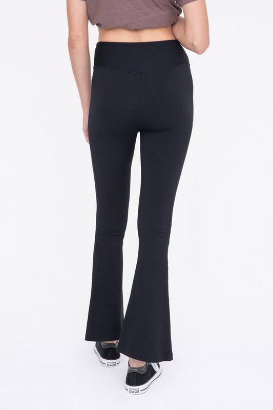 Mono B BRONZE - Ribbed Flare High-Waist Leggings Mono B