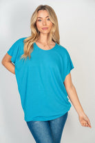 White Birch Short Sleeve Dolman Top in Turquoise Ave Shops