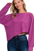 Zenana Light Plum Ribbed Asymmetric Hem and Sleeve Top & Skirt Sweater Set
