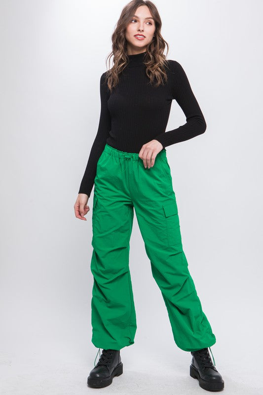 Love Tree Loose Fit Parachute Cargo Pants D.GREEN Love Tree