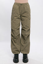 Love Tree Loose Fit Parachute Cargo Pants OLIVE L Love Tree