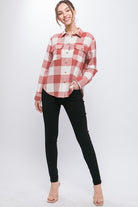 Love Tree Lightweight Plaid Button Down Top