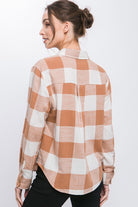 Love Tree Lightweight Plaid Button Down Top