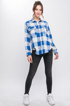 Love Tree Lightweight Plaid Button Down Top