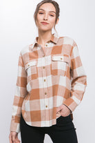 Love Tree Lightweight Plaid Button Down Top