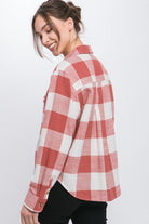 Love Tree Lightweight Plaid Button Down Top