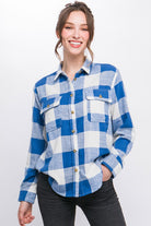 Love Tree Lightweight Plaid Button Down Top