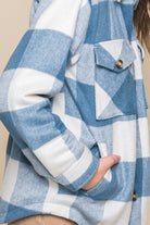 Love Tree Plaid Button Down Jacket with Front Pocket Detail