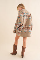 Blue B Taupe and Teal Exclusive Aztec Shirt Jacket Blue B