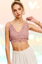 La Miel Crochet Lace Bralette Top MAUVE La Miel