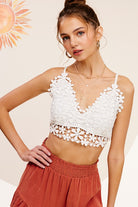 La Miel Crochet Lace Bralette Top WHITE La Miel