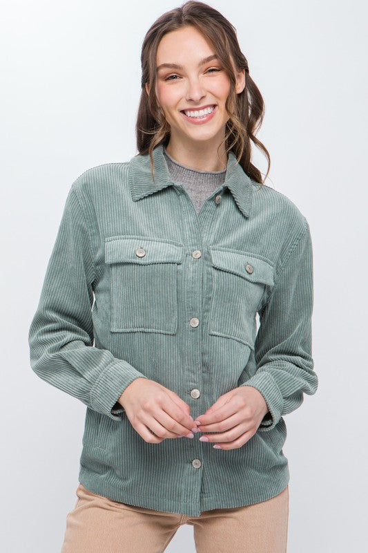 Corduroy button down store jacket