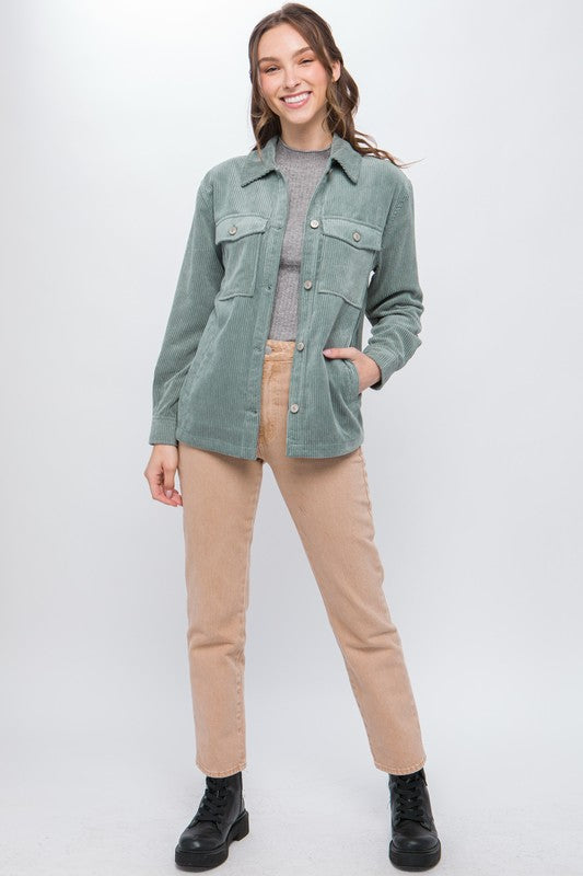 Love Tree Corduroy Button Down Jacket With Pockets Love Tree