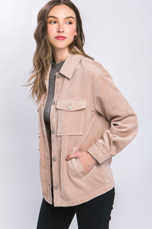 Love Tree Corduroy Button Down Jacket With Pockets Love Tree