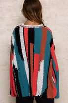 POL Multi Color Block Round Neck Oversized Sweater